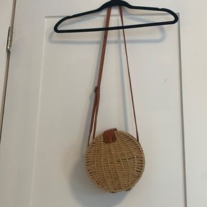 Round straw bag crossbody shoulder